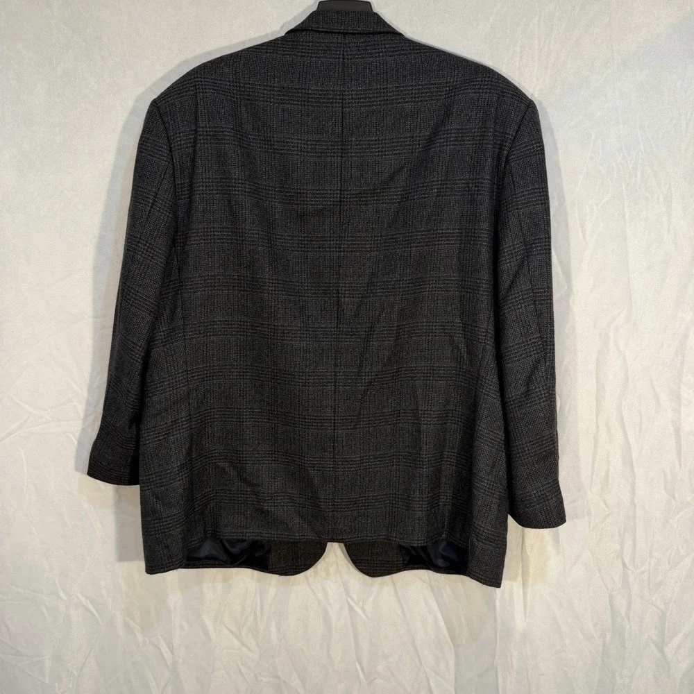 Joseph & Feiss 2 Button 100% Lambswool Blazer Sport Coat 46‎ Plaid Gray